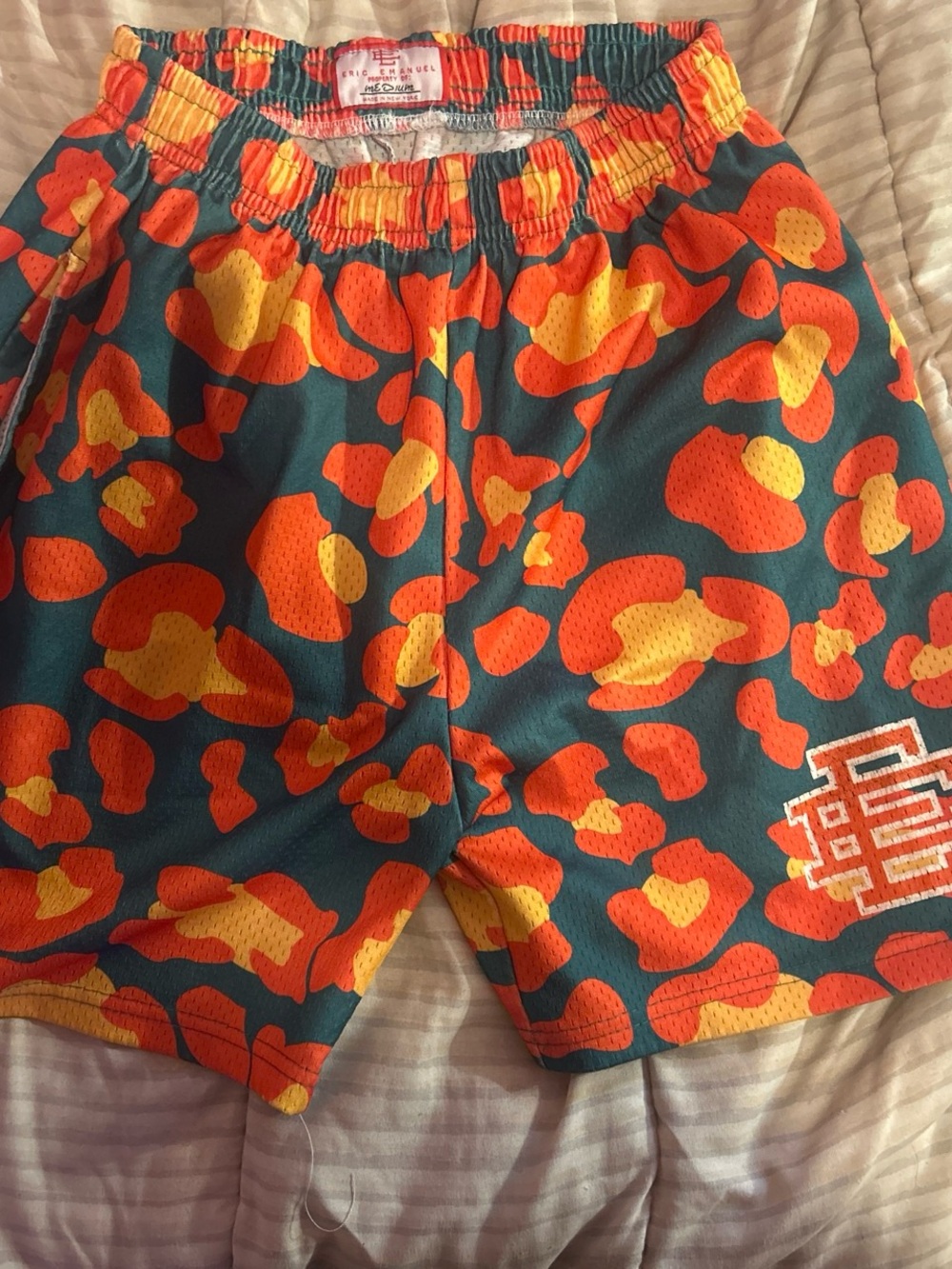 Eric Emanuel Green Orange Yellow Floral Mesh Shorts